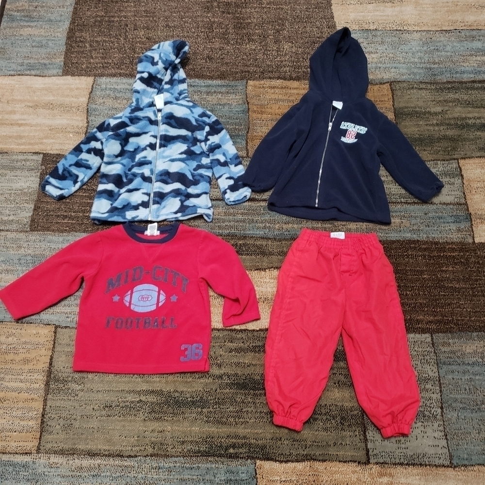 Boys size 2T winter clothing bundle of 4, 2 jackets, 1 sweater 1 pair of pants
